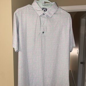 FootJoy Men's Light Gray and Pink Polo Shirt